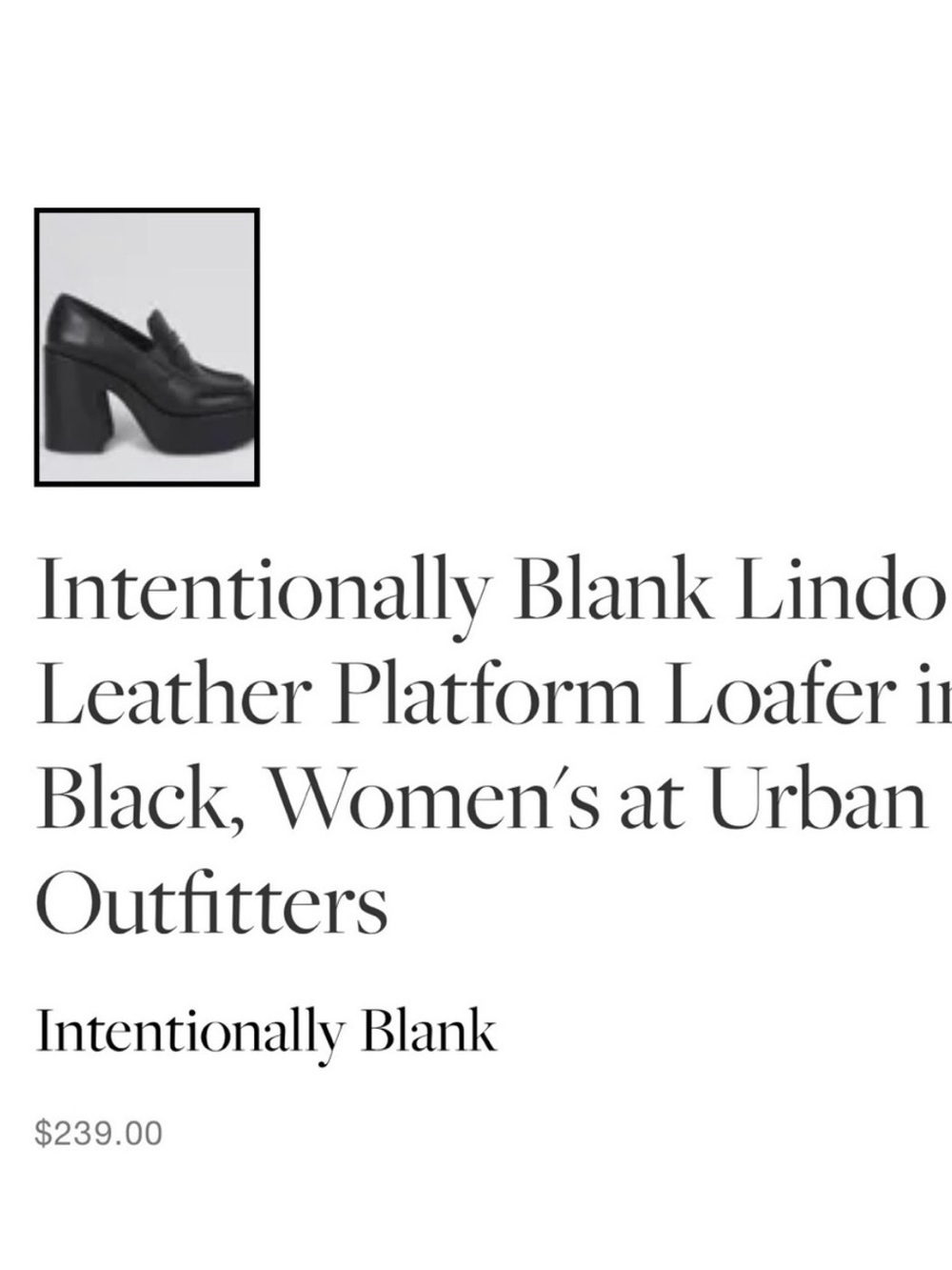 INTENTIONALLY BLANK Black Platform Block Heel Loafer - Picture 2 of 11